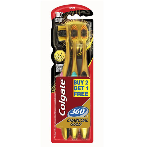 Toothbrush Gold Charcoal Ultra Soft Buy 2 Get 1