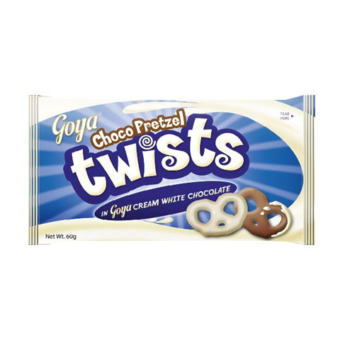 Choco Pretzel Twists in Goya Cream White Chocolate