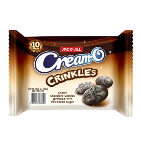 Cream-O Crinkles Chewy Chocolate Cookies with Powdered Sugar 33 g x10