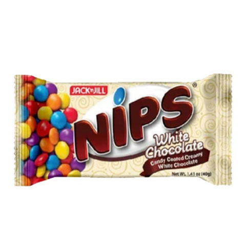Nips White Chocolate Candy Coated Chocolate 40g/6/16