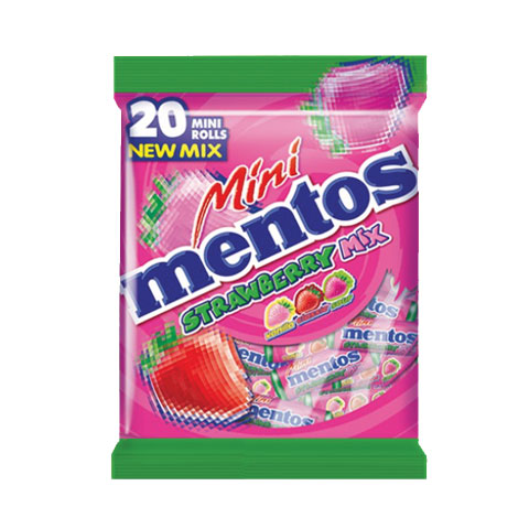 Chewy Dragees Mini Rolls Strawberry Mix