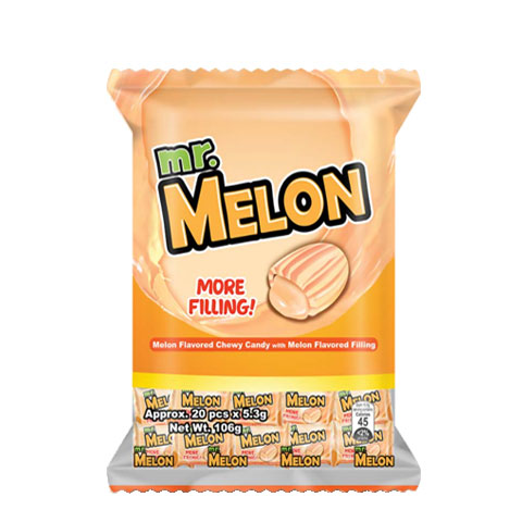 Melon Flavored Chewy Candy with Melon Filling
