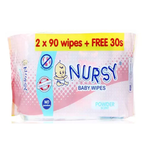 Baby Wipes Powder Scent 2x90 wipes + FREE 30 wipes