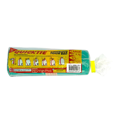 Trash Bag 26x32 Large Green 10s