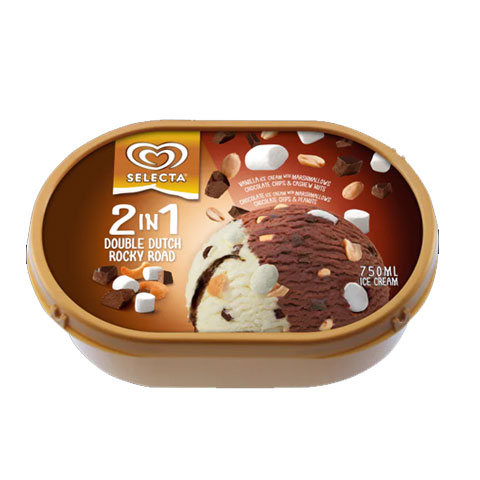 Ice Cream 2in1 Double Dutch Rocky Road 750ml