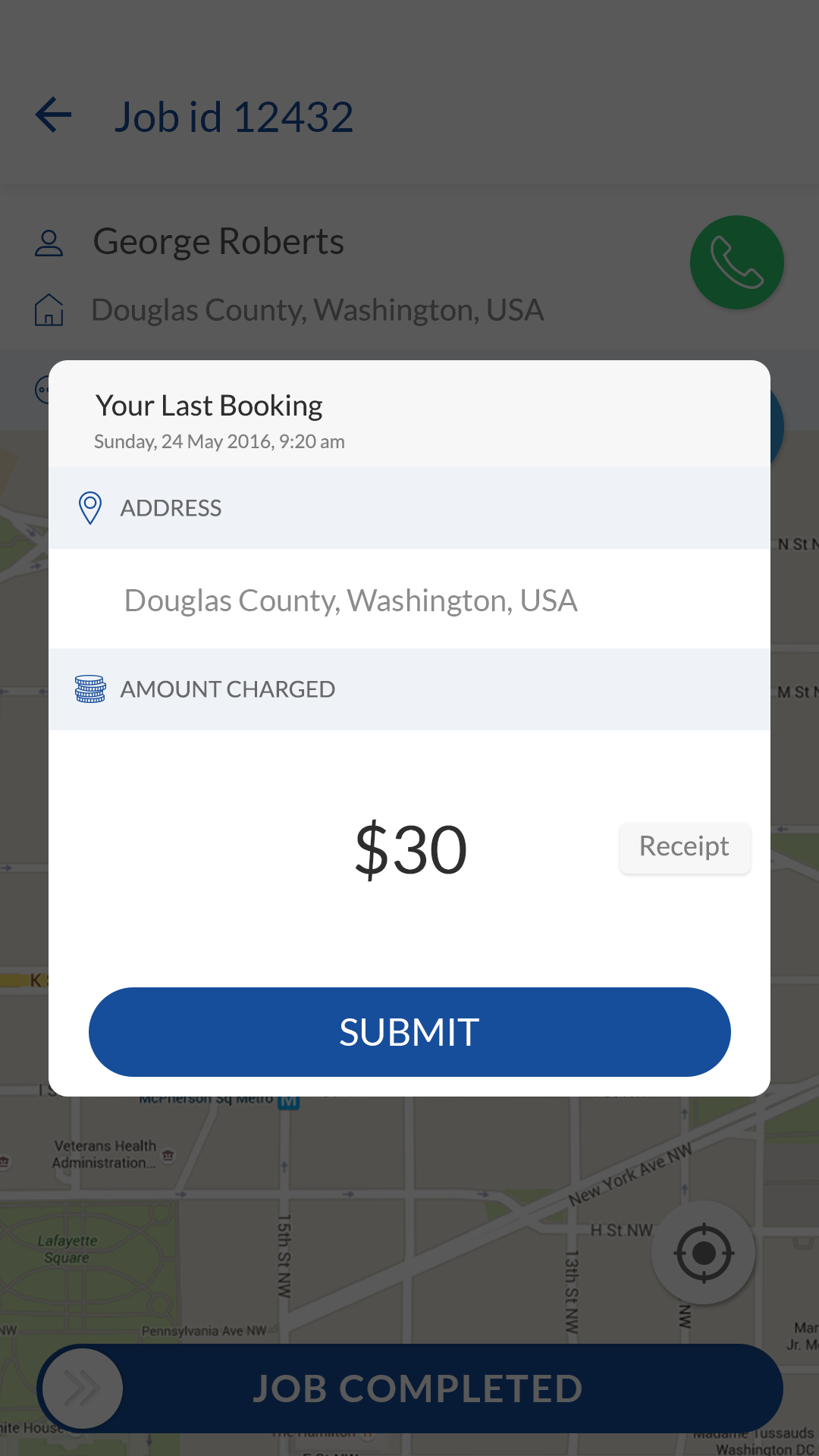 roadyo driver app calender
