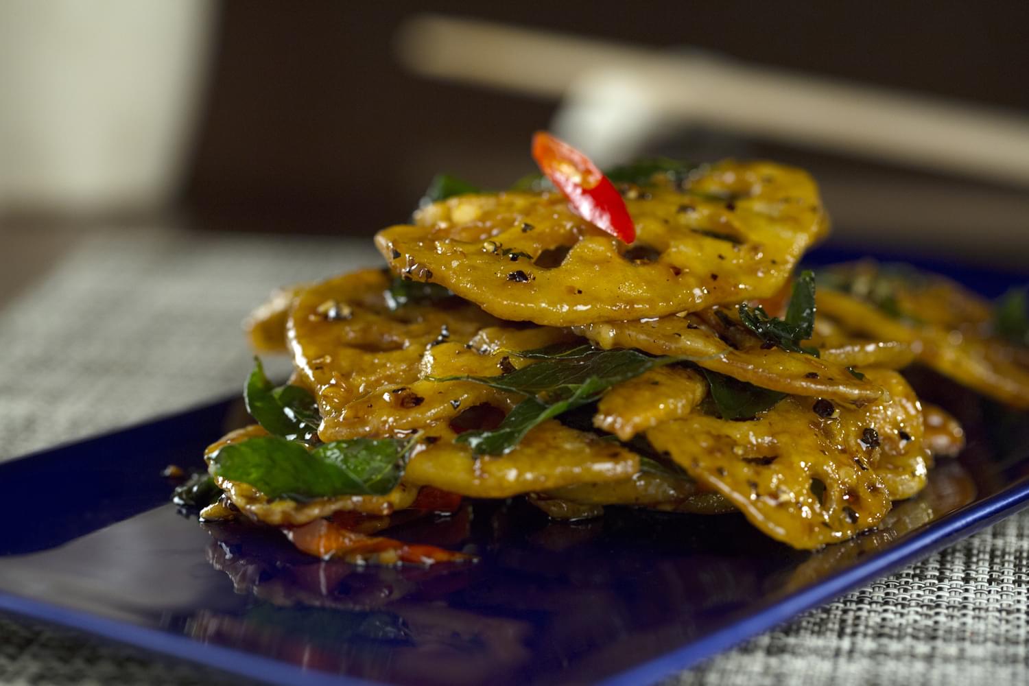Crispy Lotus Stem With Curry Leave And Black Pepper