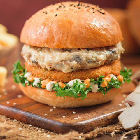 Cheesy Parmesan Mushroom Chicken Burger
