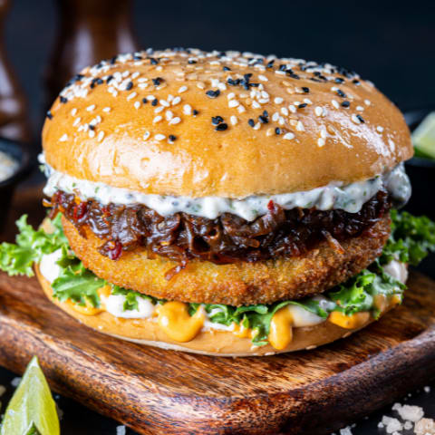 Paneer Creamy Mushroom Burger