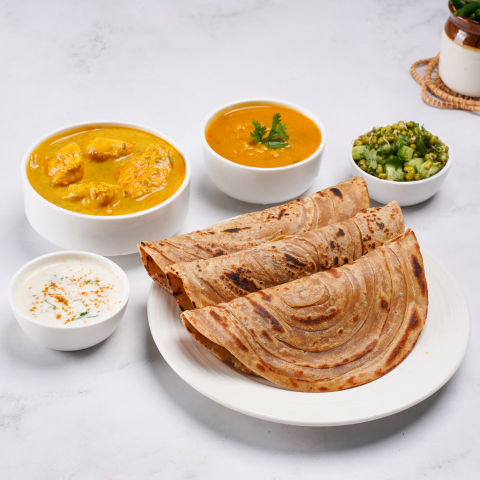 Lasooni methi chicken fit thali