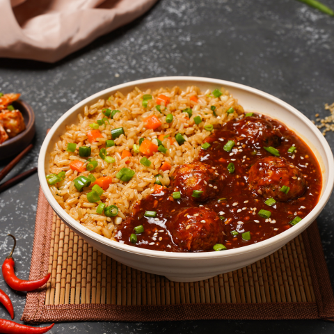 Veg manchurian fried rice bowl