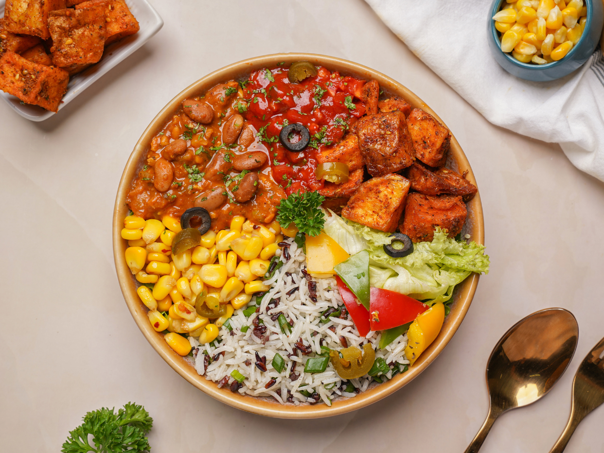Peri peri potato burrito bowl