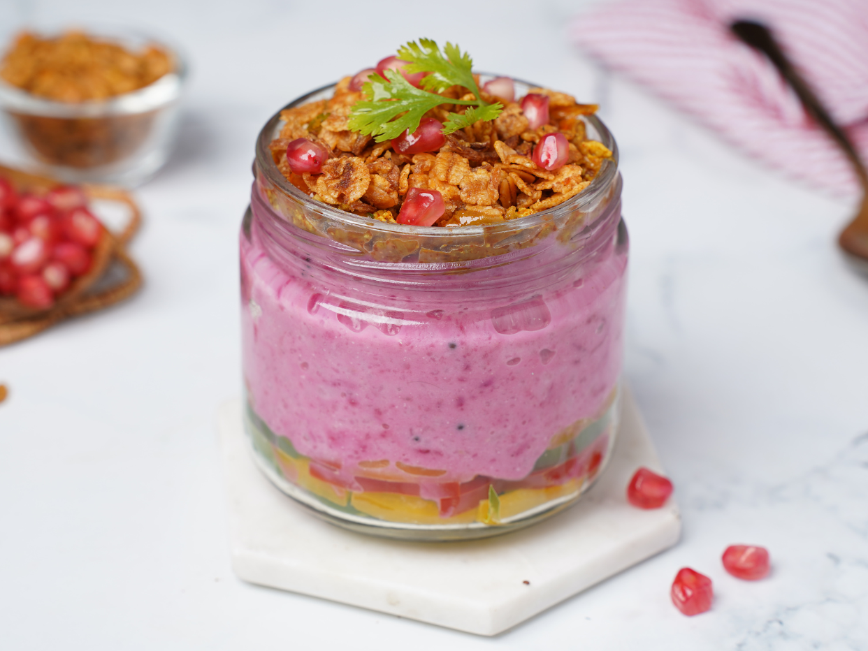 Beetroot curd rice pop