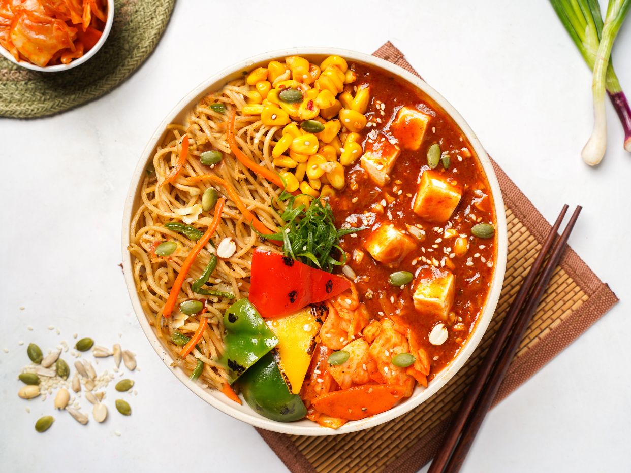 Korean paneer noodles bowl