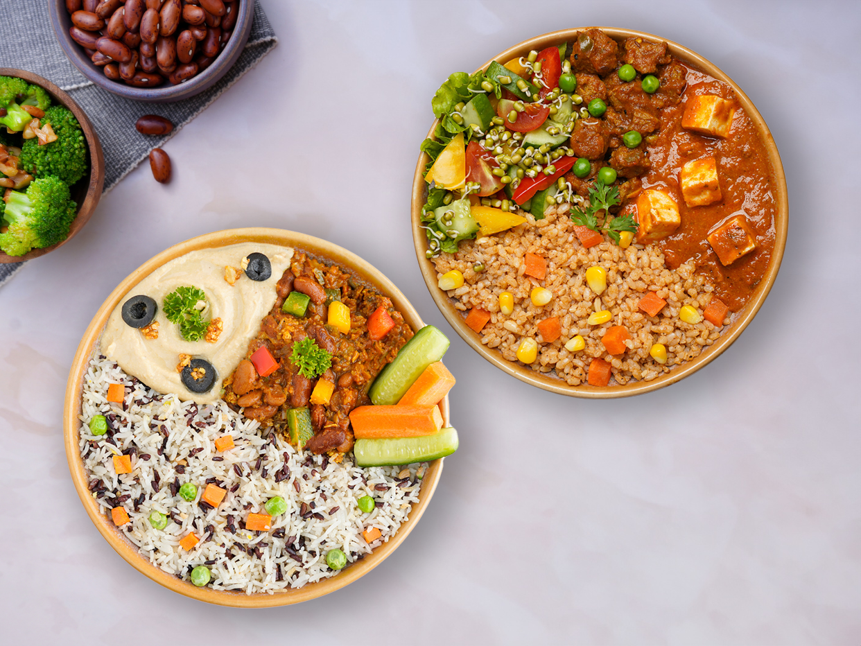 Panner red rice meal and buddha bowl combo