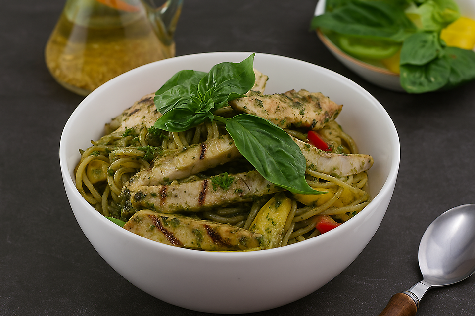 Creamy Pesto Chicken Spaghetti