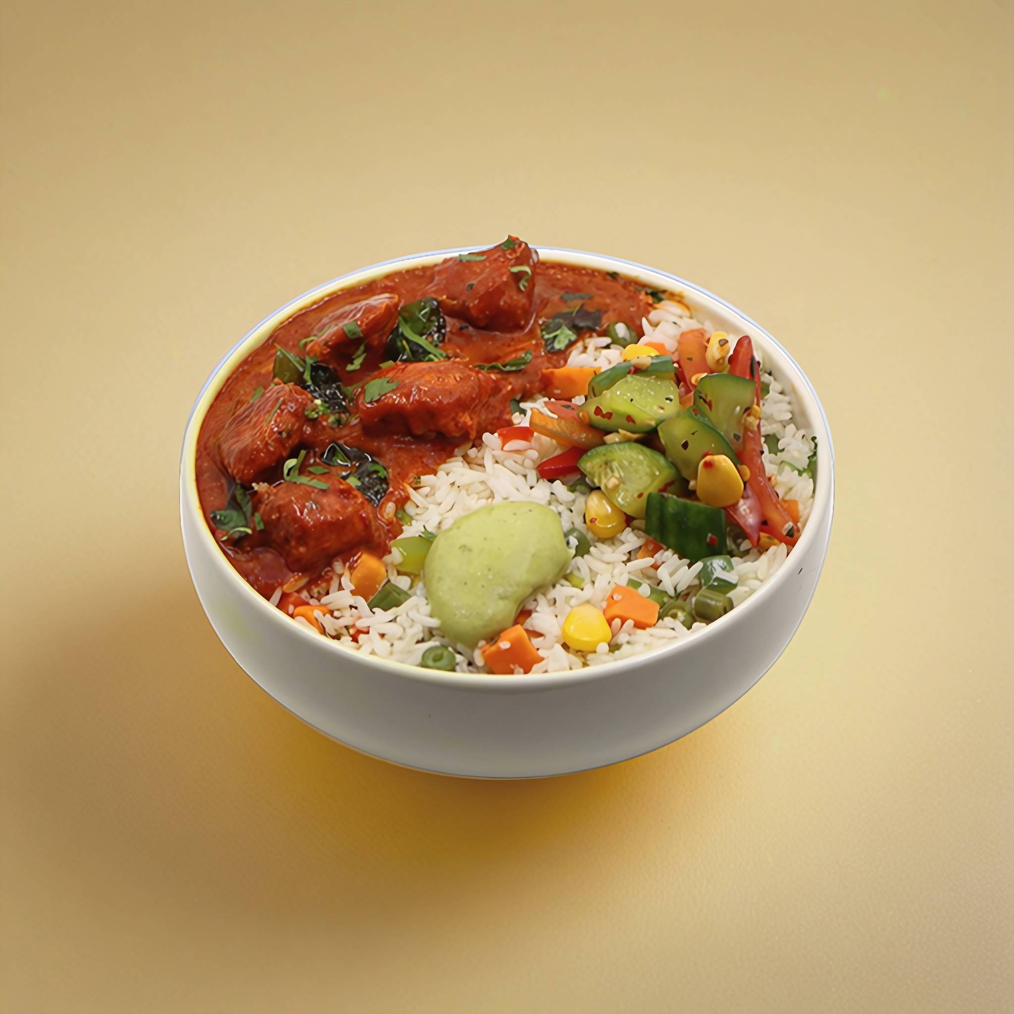 Ghee Roast Chicken Rice Bowl