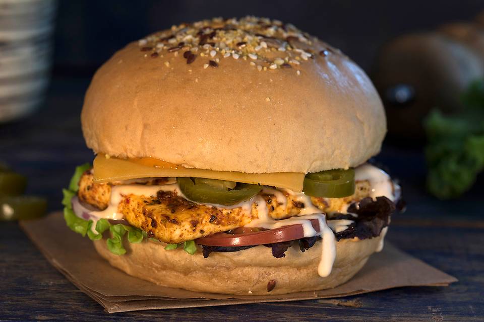 Peri Peri Paneer Steak Burger