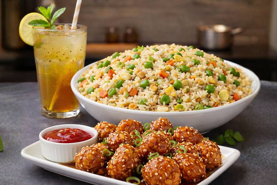 Sesame Chicken Egg Fried Rice Combo