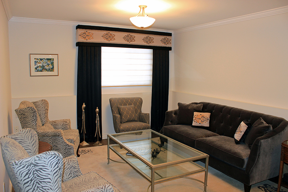Window Valances by Sensational SEAMS in Newcastle, ON - Room of the Month April 2019