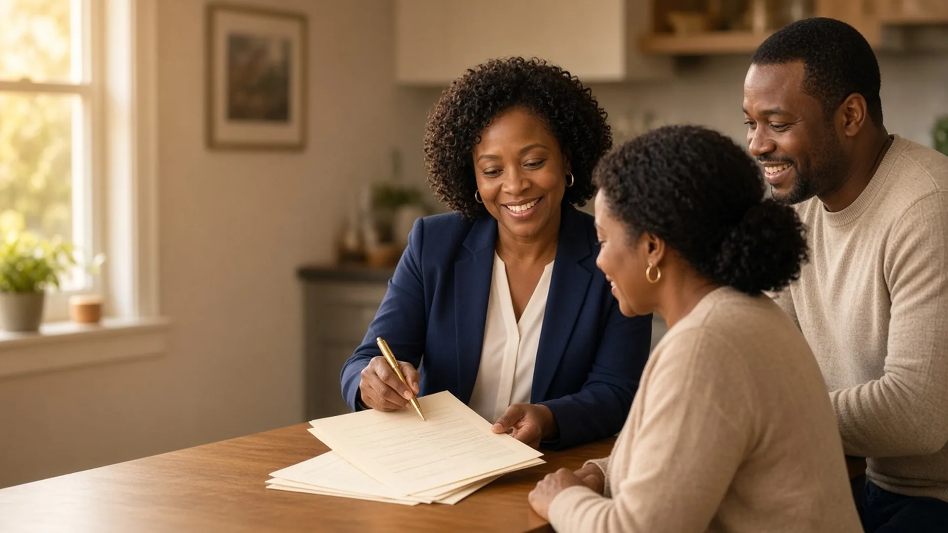 Financial protection specialists meeting with a family
