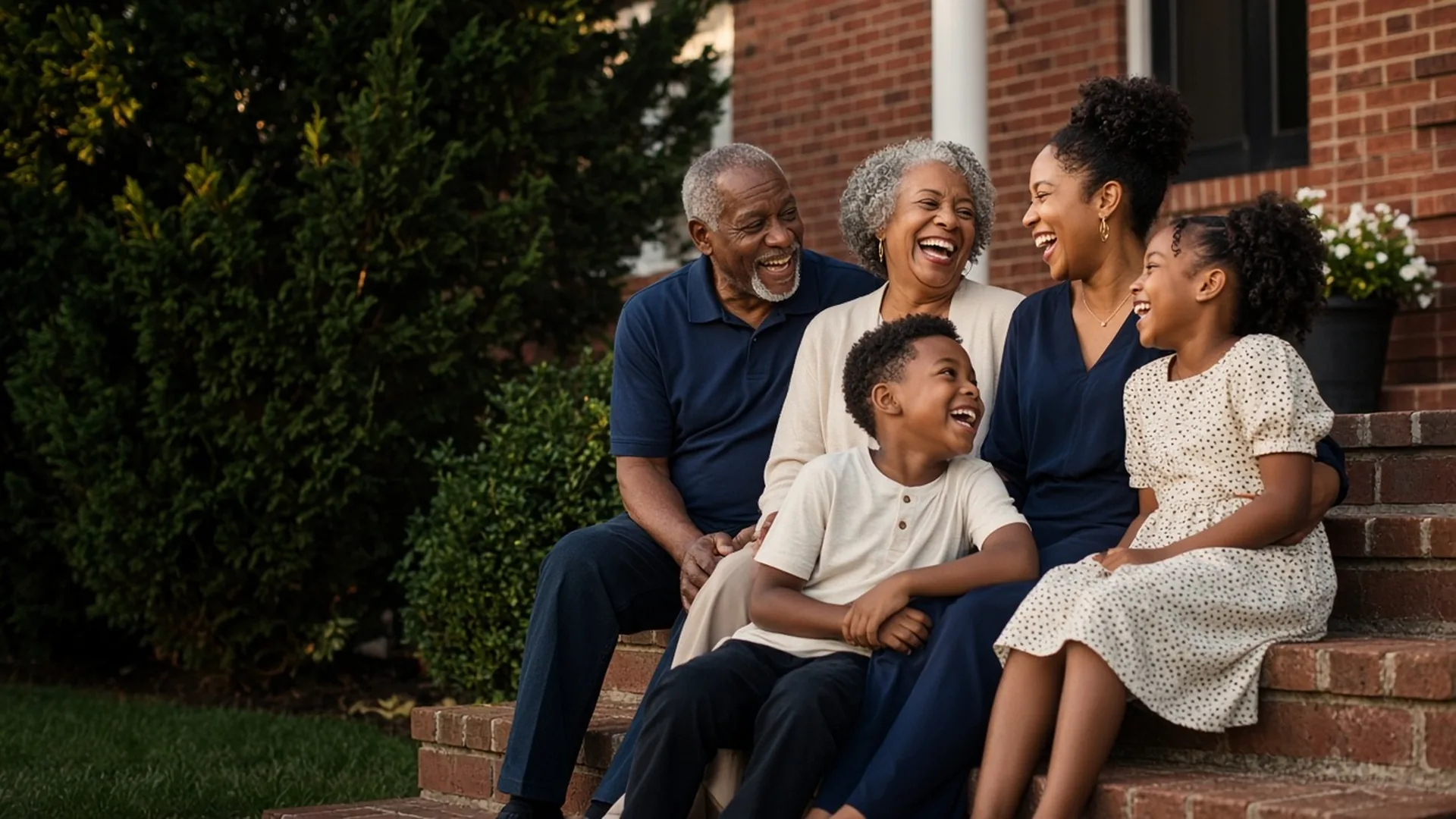 Smiling multigenerational family together