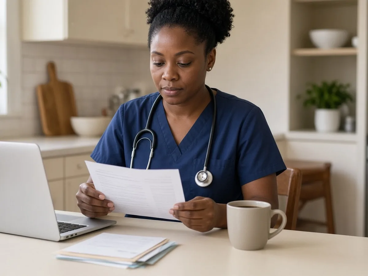 Working professional reviewing finances — income protection