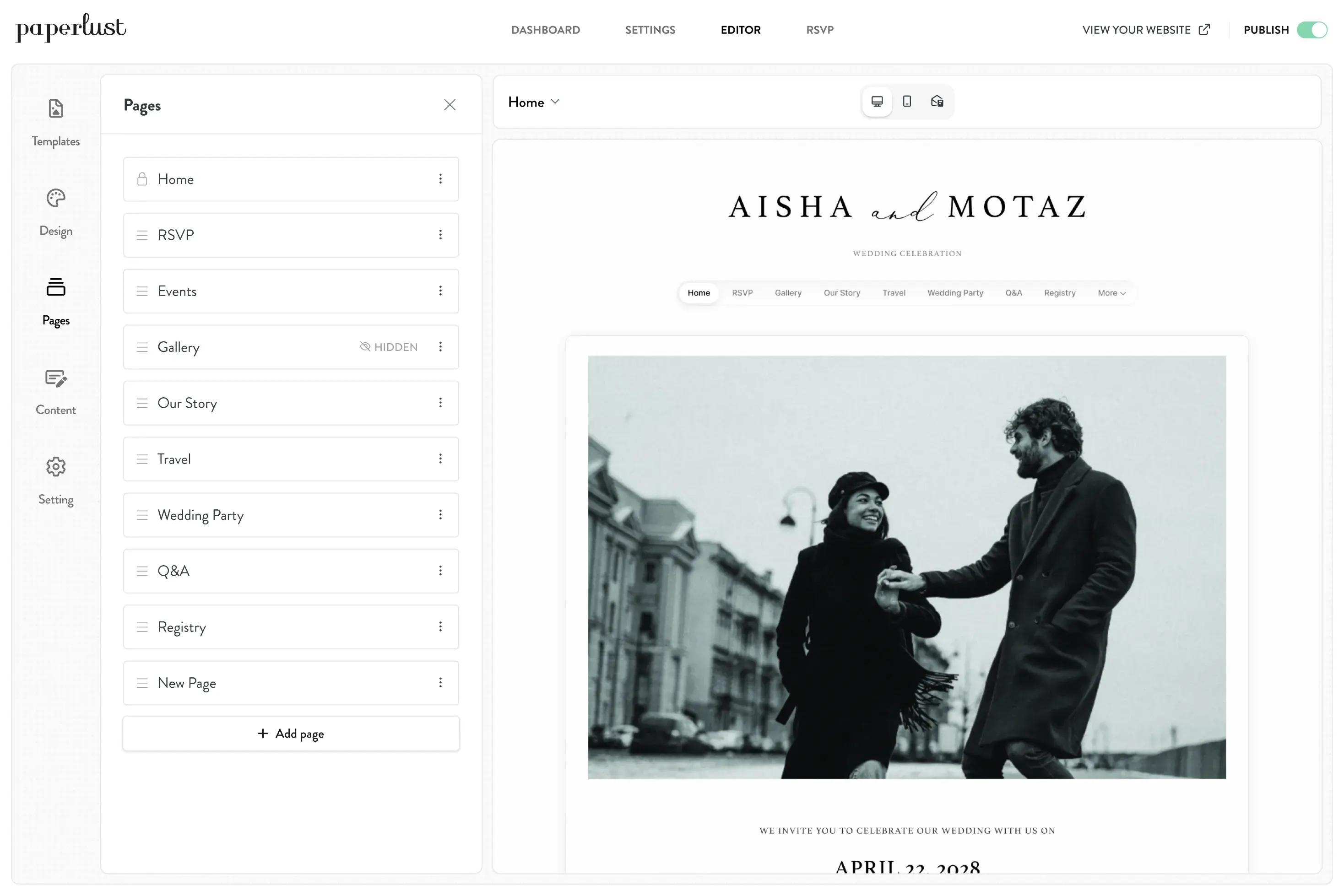 Website preview - AISHA and MOTAZ