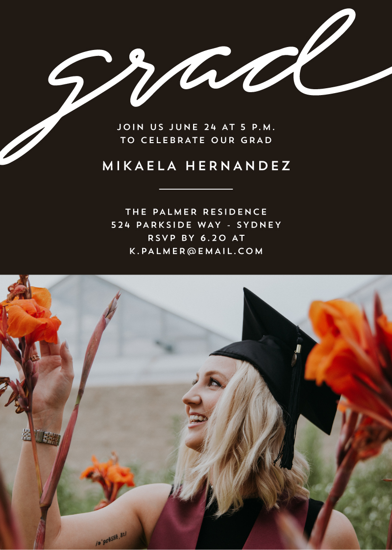 Hand Scrip Grad Graduation Invitations - Digital Printing design preview