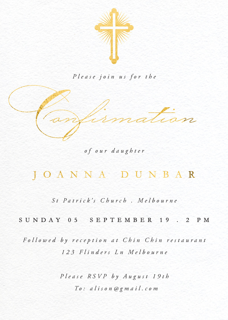 Gold Testament Confirmation Invitations - Foil Stamp design preview