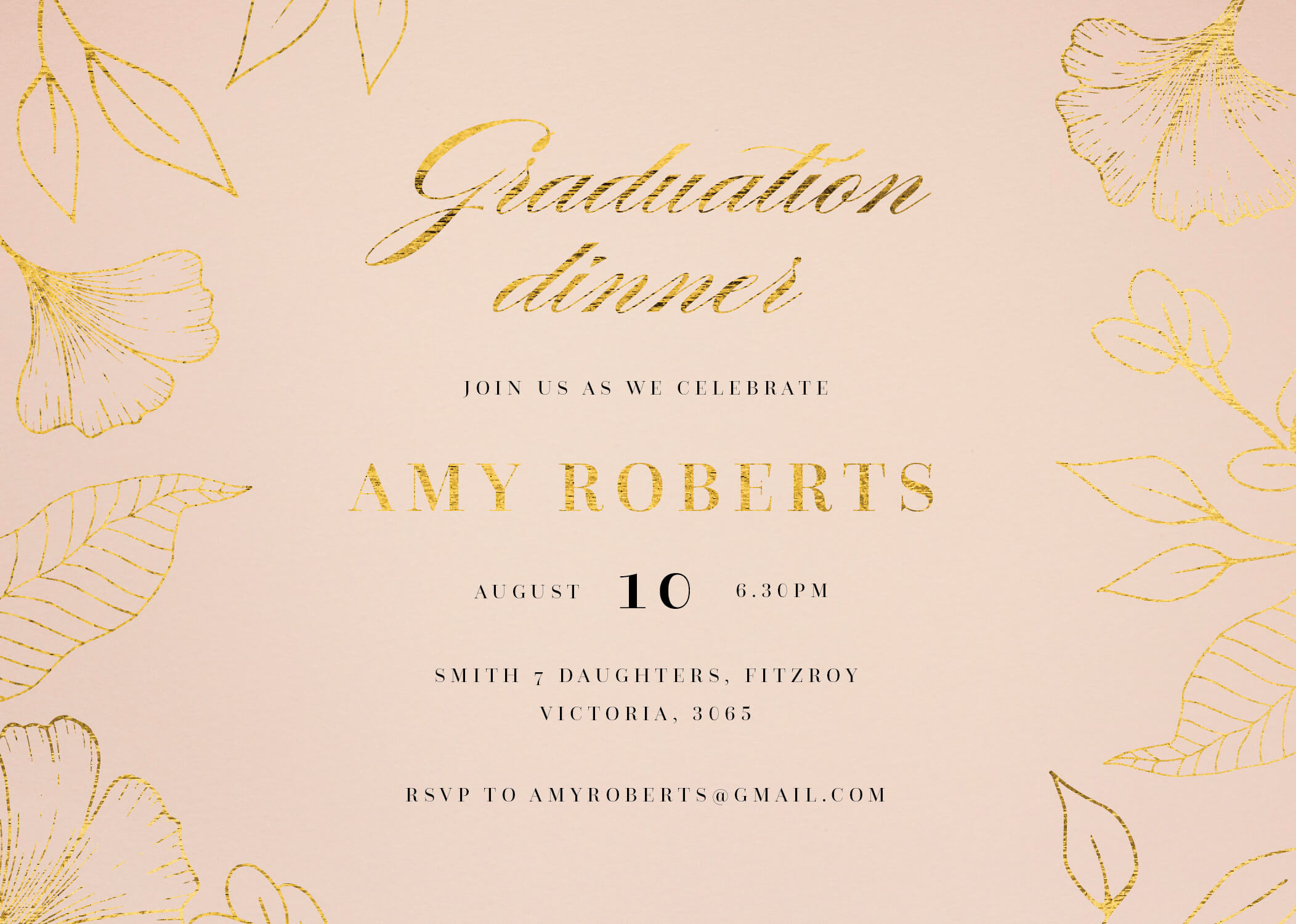 Flourish Garden Graduation Invitations - Flat Foil design preview