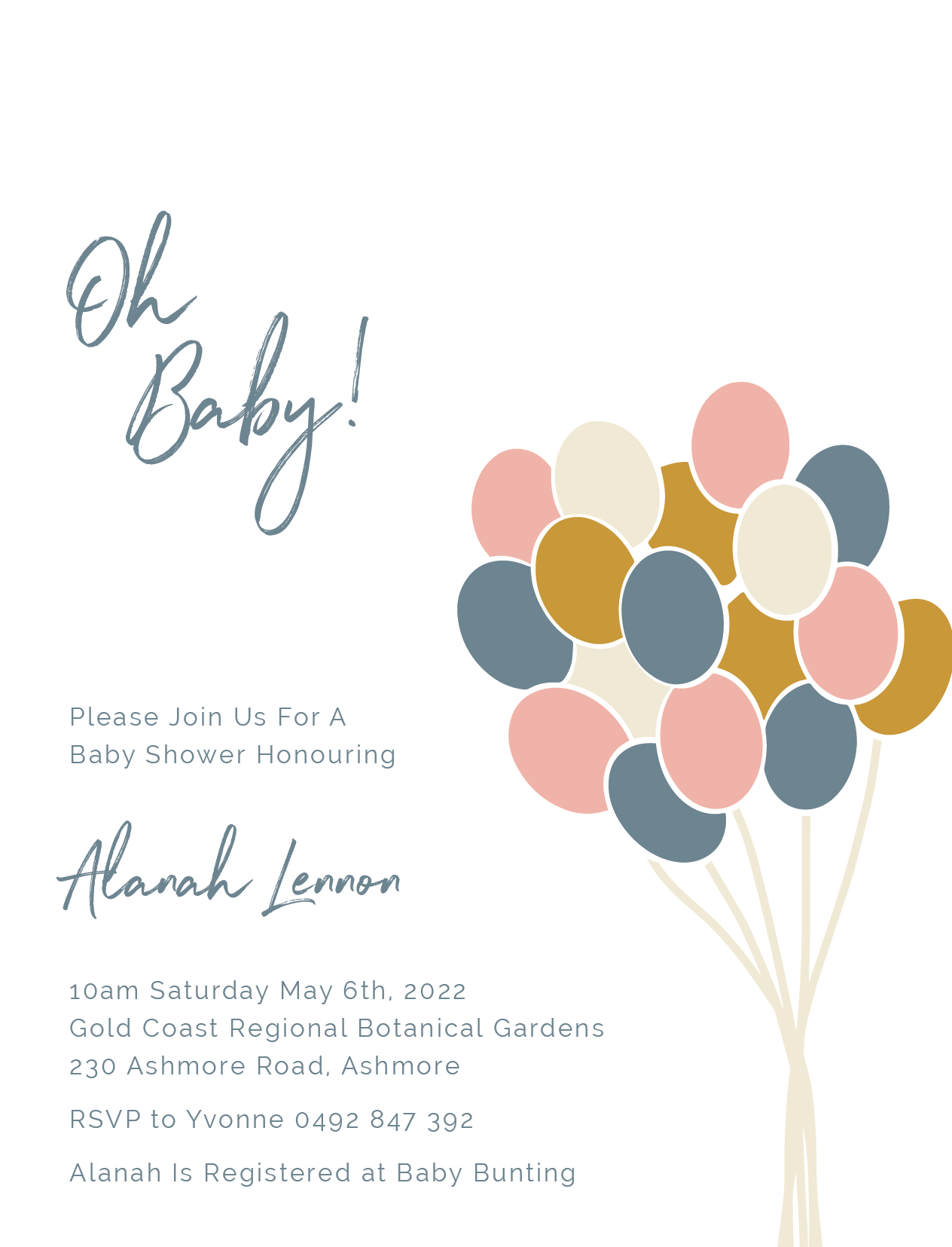Rainbow Balloons Baby Shower Invitations - Digital Printing design preview