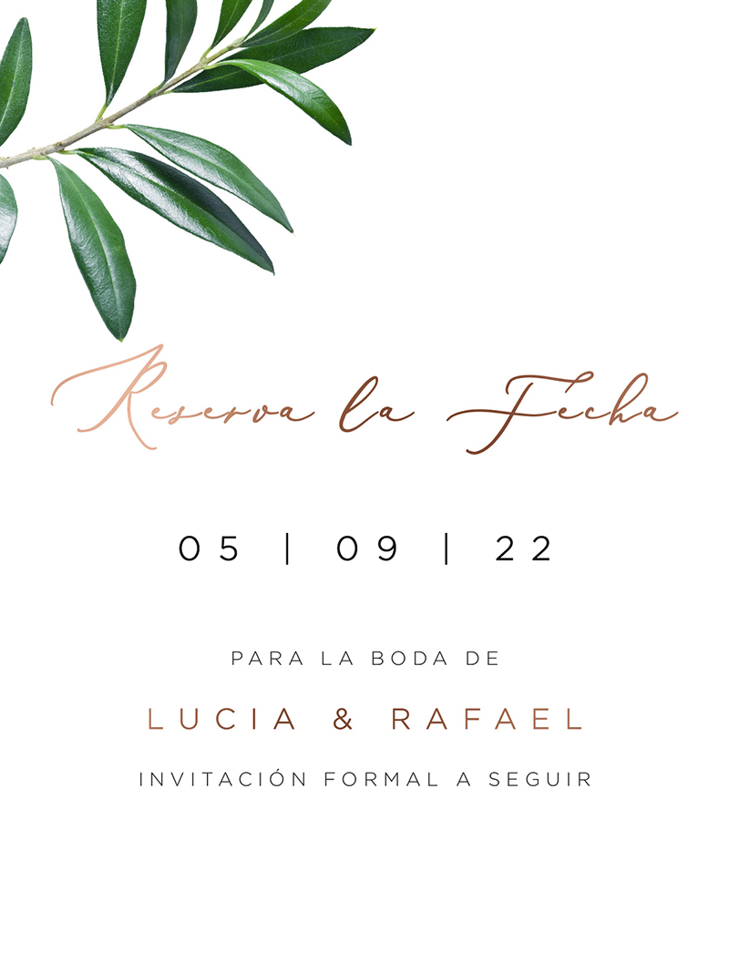 Olive Save The Date - Flat Foil design preview