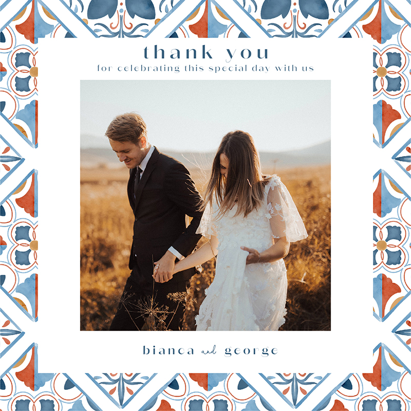 Talavera Wedding Thank You Cards - Digital Printing design preview