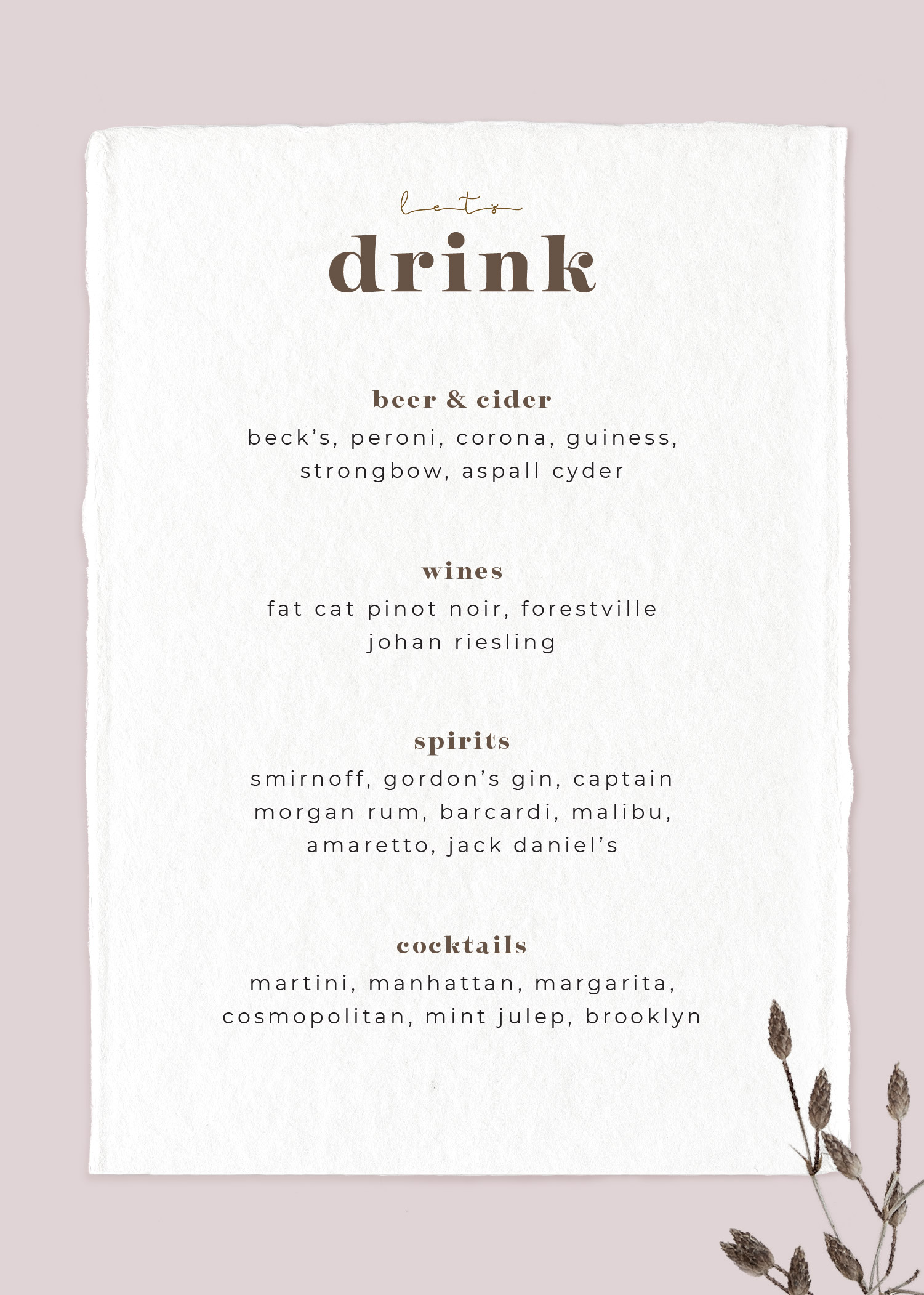Memoir Wedding Menu - Digital Printing design preview