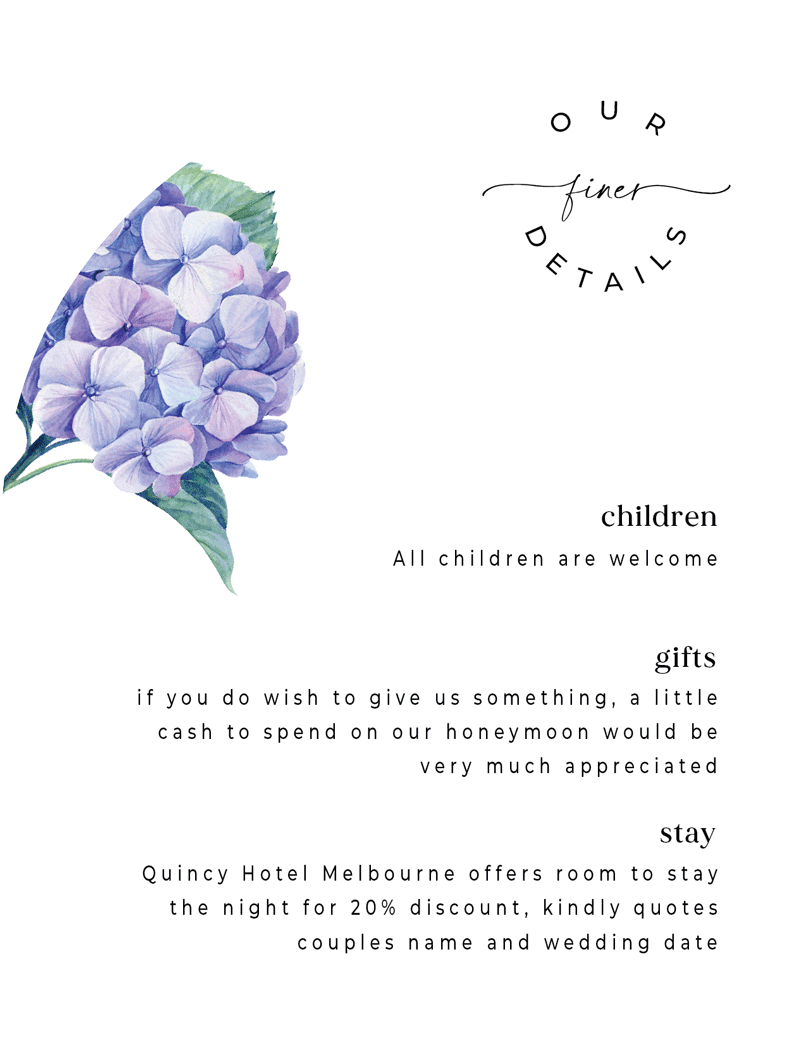 Hydrangea Petals Information Cards - Digital Printing design preview