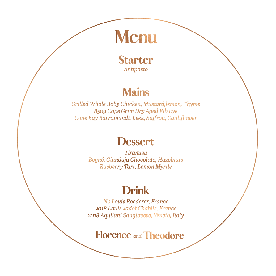 Flow Wedding Menu - Flat Foil design preview