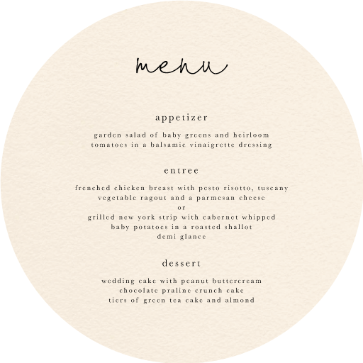 Liv Wedding Menu - Digital Printing design preview