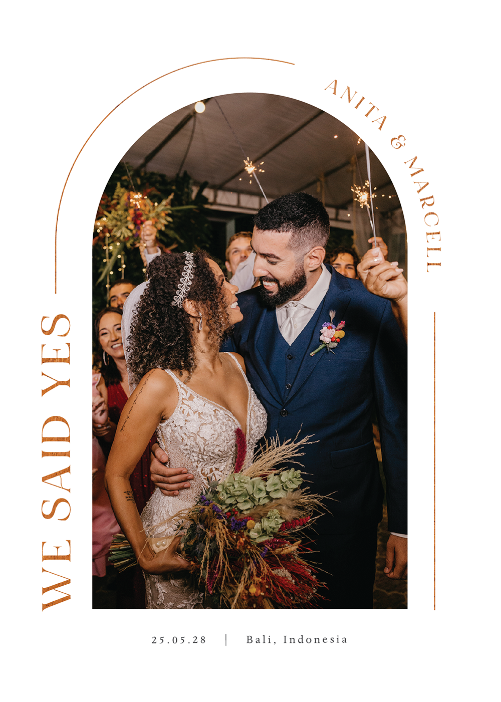 Tropical Botanical Wedding Announcements - Flat Foil design preview