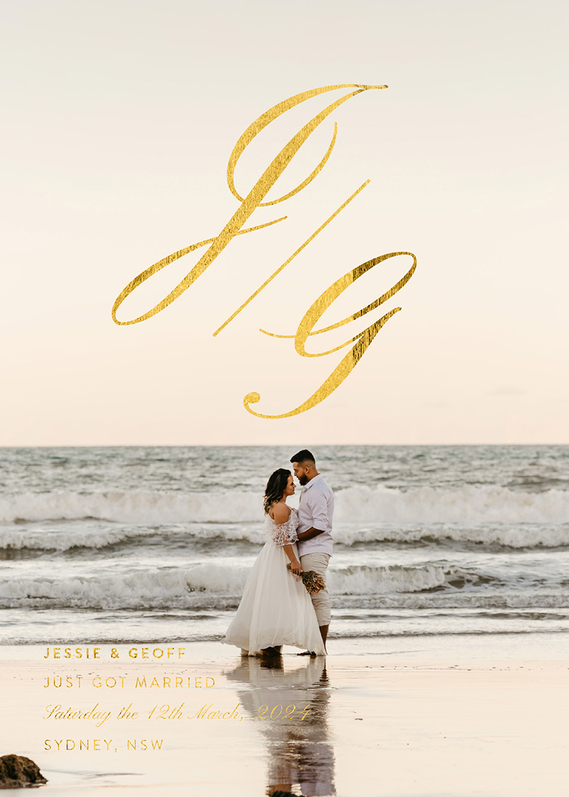 Monogram Wedding Announcements - Flat Foil design preview