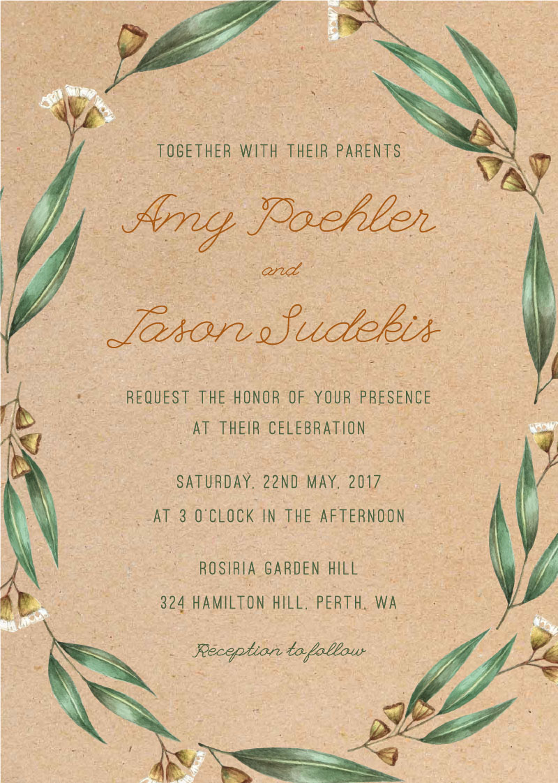 Under The Eucalyptus Wedding Invitations - Digital Printing design preview