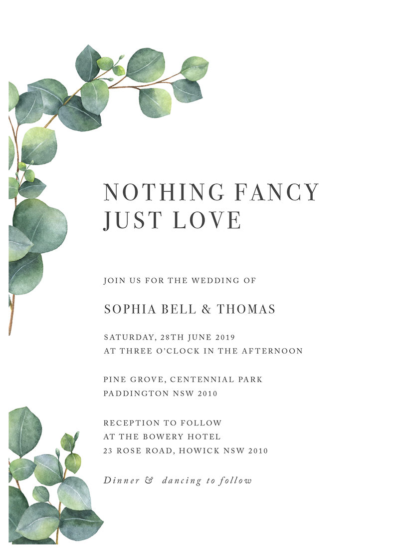 Eucalyptus Wedding Anniversary Invitations - Digital Printing design preview