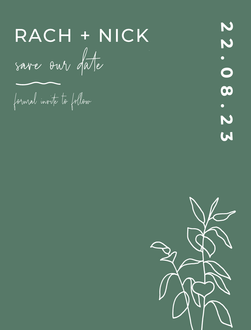 Green Leaves Save The Date - Digital Printing design preview