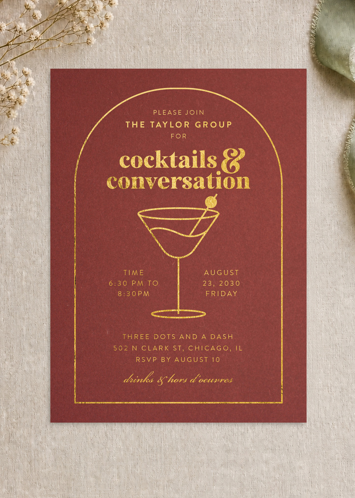 Cocktails And Conversation Corporate Event Invitations - Flat Foil design preview