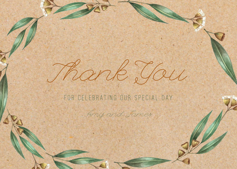Under The Eucalyptus Wedding Thank You Cards - White Ink design preview