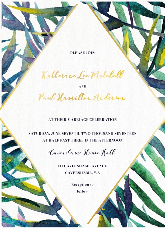 Tropic Tranquility Wedding Invitations - Flat Foil design preview