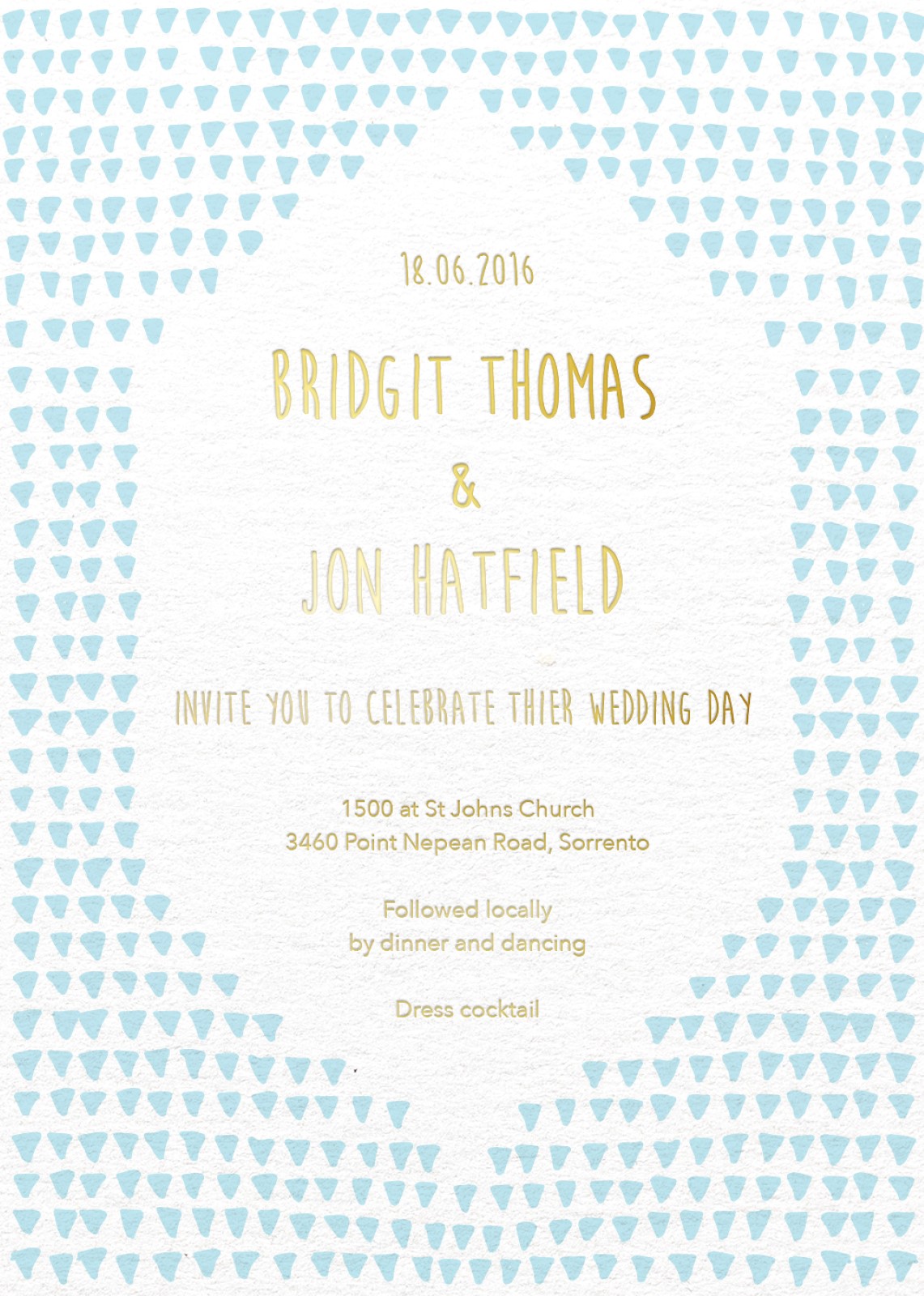 Droplets Wedding Invitations - Flat Foil design preview