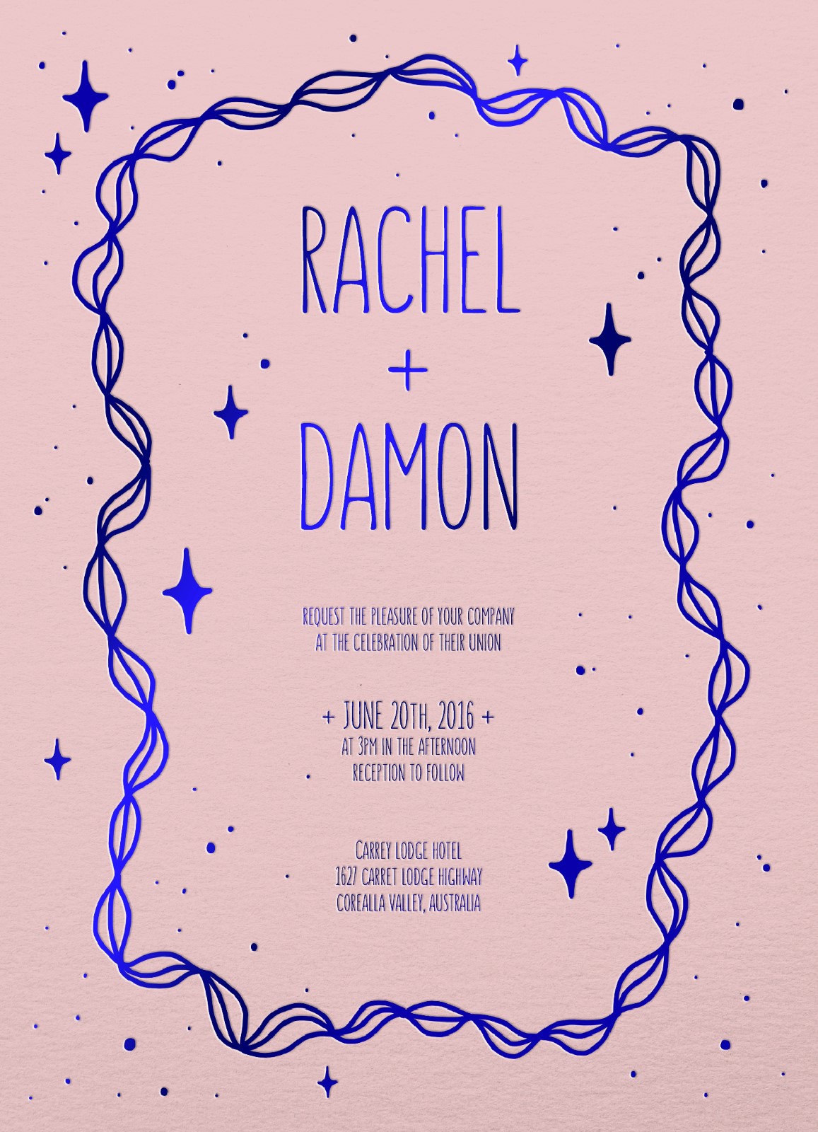 Pinkscape Wedding Invitations - Letterpress design preview