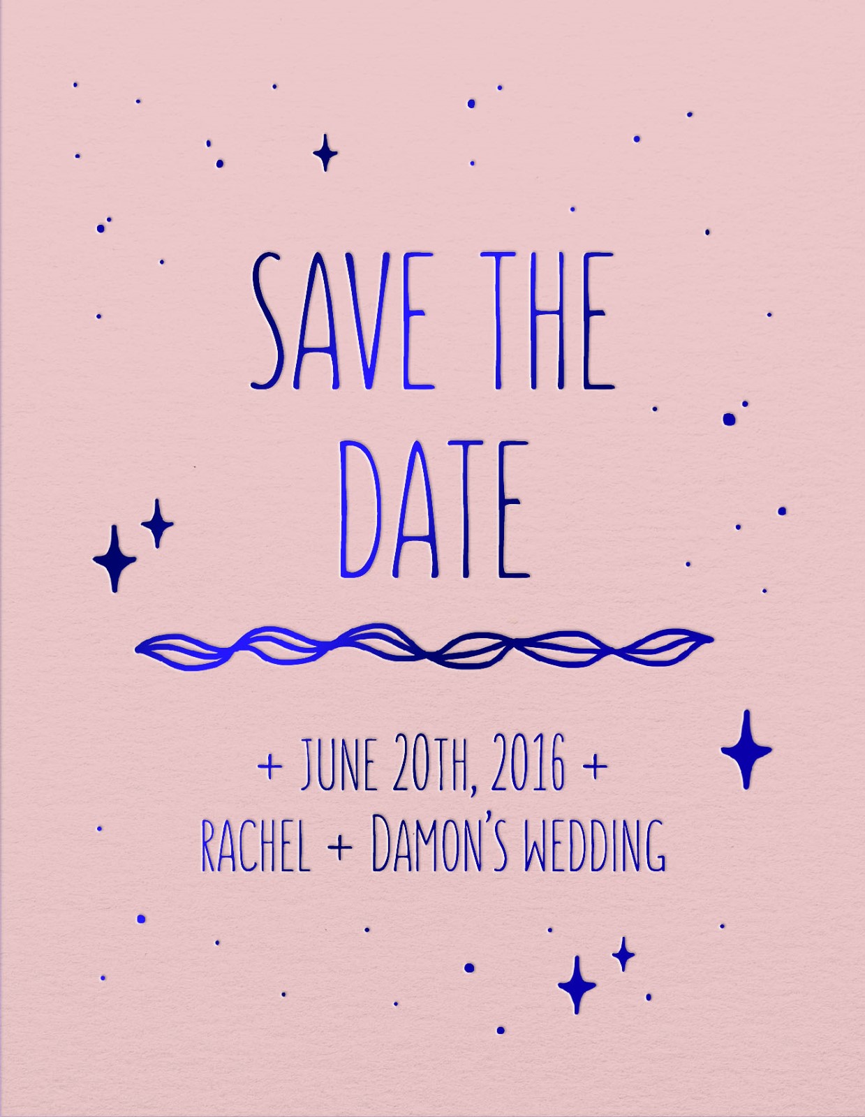 Pinkscape Save The Date - Letterpress design preview