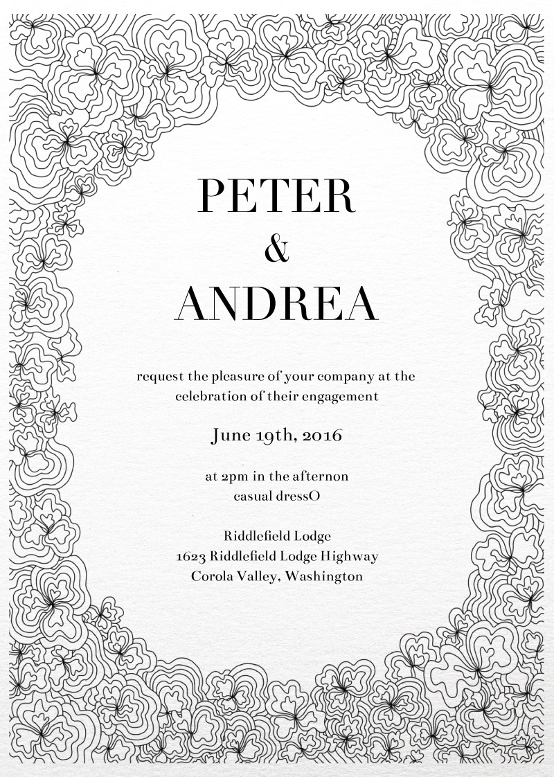 Doodle Engagement Invitations - Letterpress & Digital design preview